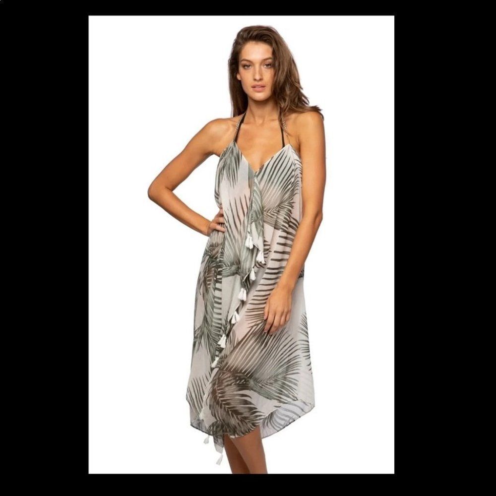 Maxi Tassel Dress in Palm Nymph beach cover